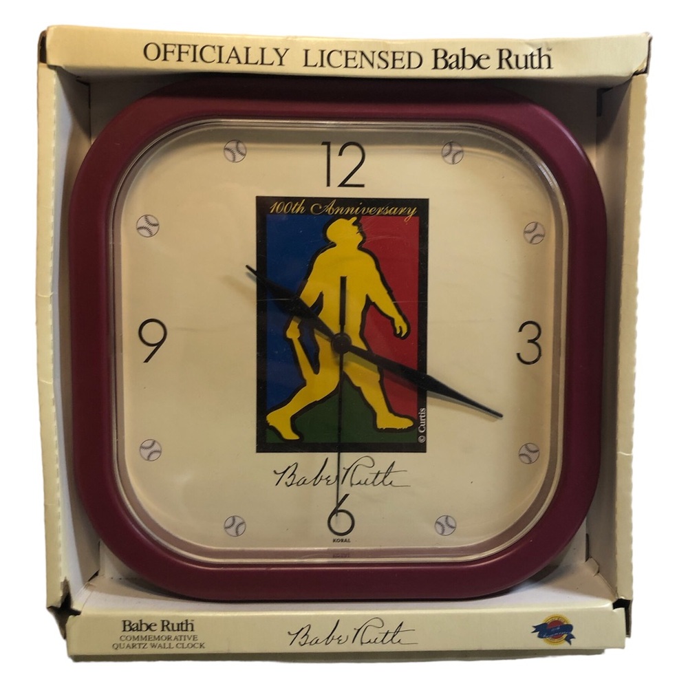 BABE RUTH 1995 Commemorative Quartz Wall Clock 100th Anniversary Battery